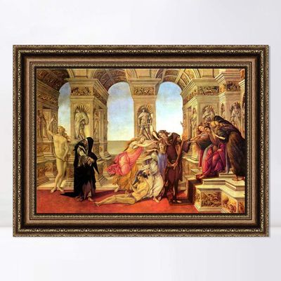 INVIN ART Framed Canvas Art Giclee Print The Calumny of Apelles by Sandro Botticelli Wall Art Living Room Home Office Decorations(Vintage Embossed Gold Frame,30"x40")