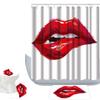Amagical Sexy Red and White Bathroom Decoration 16 Piece Bathroom Mat Set Shower Curtain Set Woman Red Lips Non Slip Bath Mat Contour Mat Toilet Cover Shower Curtain with 12 Hooks view 1