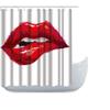 Amagical Sexy Red and White Bathroom Decoration 16 Piece Bathroom Mat Set Shower Curtain Set Woman Red Lips Non Slip Bath Mat Contour Mat Toilet Cover Shower Curtain with 12 Hooks view 2