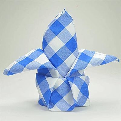 BalsaCircle 50 pcs 15x15-Inch Blue on White Gingham Checkered Polyester Luncheon Napkins - for Wedding Party Restaurant Dinner