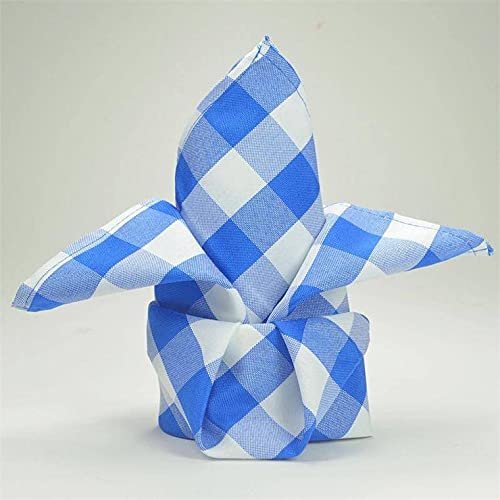 BalsaCircle 50 pcs 15x15-Inch Blue on White Gingham Checkered Polyester Luncheon Napkins - for Wedding Party Restaurant Dinner