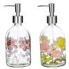 17oz Flower Glass Soap Dispenser Bottle with Plastic Pump,Set of 2 view 1