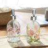 17oz Flower Glass Soap Dispenser Bottle with Plastic Pump,Set of 2 view 2