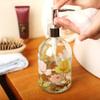 17oz Flower Glass Soap Dispenser Bottle with Plastic Pump,Set of 2 view 3
