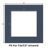 CountryArtHouse Navy Blue Acid Free 12x12 Picture Frame Mats with White Core Bevel Cut for 8x8 Pictures - Fits 12x12 Frame - One Mat - With Bag & Backing view 2