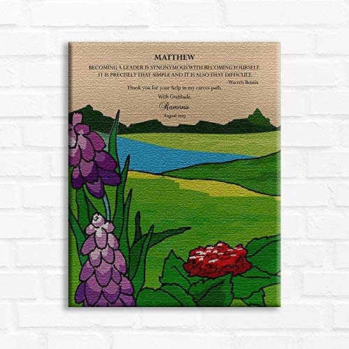 16x20 Custom Canvas Personalized Gift for Leader, Thank You Gift for Mentor, Handcrafted Gift for Teacher, Boss Gift, Green Landscape, Warren Bennis Quote, 1808