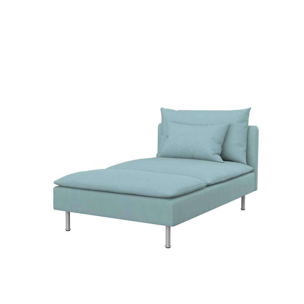 Soferia Replacement Compatible Cover for Sderhamn Chaise Longue, Fabric Majestic Velvet Light Blue