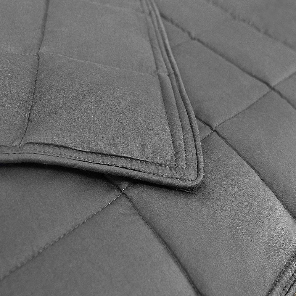 AckBrands 60" x 80" - 15 Lb Weighted Blanket - Slate Gray - Premium Cotton with Glass Beads - Double Stitched Edges - Veteran Owned