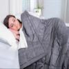 AckBrands 60" x 80" - 15 Lb Weighted Blanket - Slate Gray - Premium Cotton with Glass Beads - Double Stitched Edges - Veteran Owned view 3