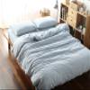F.Y.Dreams 100% Washed Cotton Duvet Cover for Weighted Blanket 60x80 inches with 16 Ties, Zipper on Long Side/Light Blue/Just Duvet Cover view 1