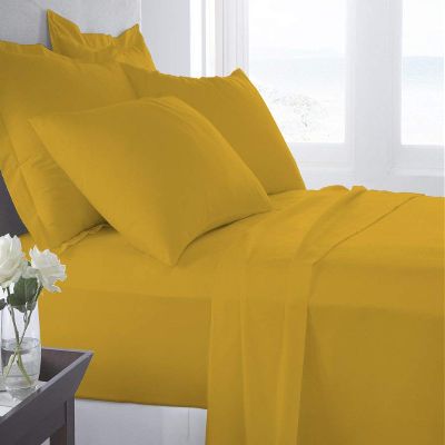 Taj Linens Cotton Bedsheets Set - Comfortable Fabric 400 Thread Count 100% Cotton 4-Piece Sheet Set 15 Inch Deep Pocket Solid (RV-King, Gold)