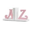 Wood Nursery Room Decorative Bookends Pink Flower/Guitar/AZ/Cupcake Bookends Baby Kids Gift Idea (Pink AZ) view 1