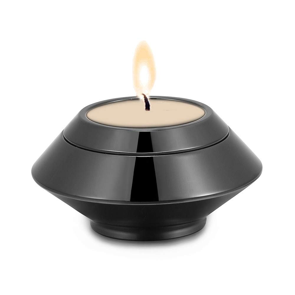 Yinplsmemory Cremation Urns for Ashes Stainless Steel Candle Holder Keepsake Urns for Ashes for Loved one Free Engraved (Black)