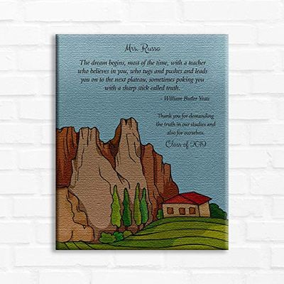 16x20 Custom Canvas Personalized Gift for Teacher, Gift from Student, Mentor Thank You Gift, Plateau, House, Fields, Boss Gift, William Butler Yeats Quote, 1841
