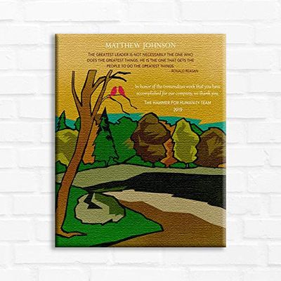 16x20 Custom Canvas Personalized Leader Gift, Great Leadership Gift, Thank You Gift for Mentor, Forest, 2 Birds, Gift from Mentee, Ronald Reagan Quote, 1846