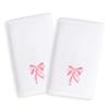 Authentic Hotel and Spa Sweet Kids Pink Bow Embroidered White Turkish Cotton Hand Towels (Set of 2) view 1