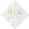 Crisky Napkins Mr and Mrs Gold Cocktail Beverage Dessert for Wedding Shower Engagement Party Decorations, Cake Table Decor Supplies. 100 Pcs, 3-Ply view 1