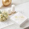 Crisky Napkins Mr and Mrs Gold Cocktail Beverage Dessert for Wedding Shower Engagement Party Decorations, Cake Table Decor Supplies. 100 Pcs, 3-Ply view 3