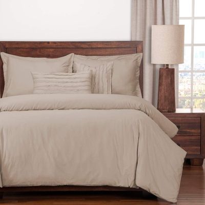 6 Piece Traditional Classic Cotton Comforter Set, Casual Textured Style Almond Queen Bedding Sets, Stylish Simple Gorgeous Luxe Bedding, Elegant Design Reverse Pattern Solid Color Warm Comforter Set