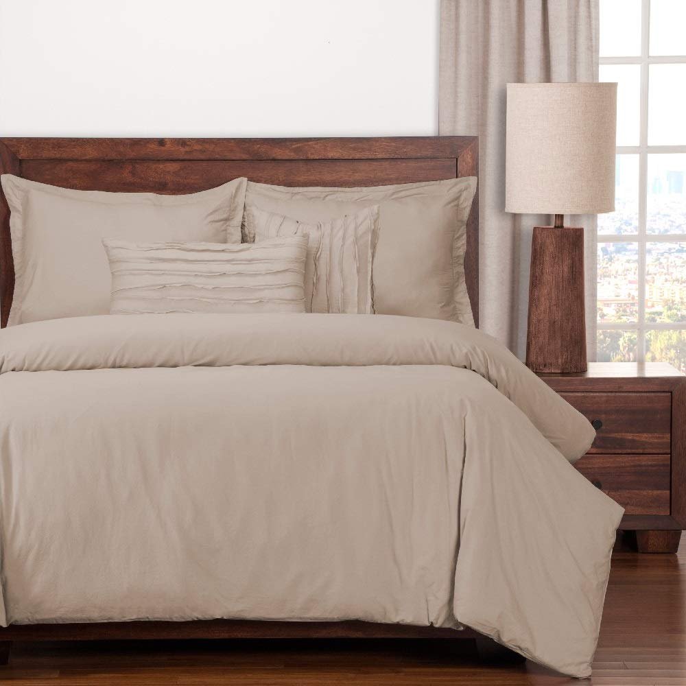 6 Piece Traditional Classic Cotton Comforter Set, Casual Textured Style Almond Queen Bedding Sets, Stylish Simple Gorgeous Luxe Bedding, Elegant Design Reverse Pattern Solid Color Warm Comforter Set