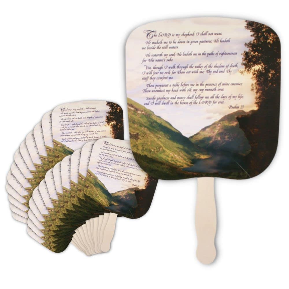 25 Pack Swanson Christian Products Church Fans - Hand Held Parlor Fans, 23rd Psalm (KJV)