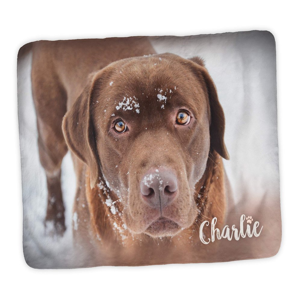Pawpillo Pet Memorial Custom Photo Plush Sherpa Throw Blanket Large 60" x 80"