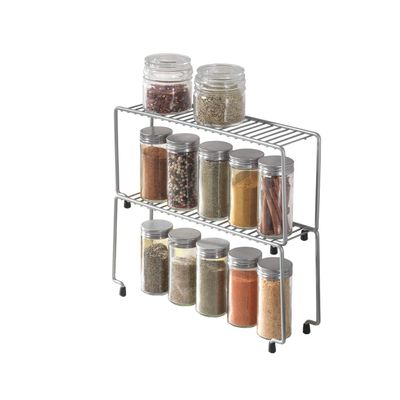 Metaltex Set of 2 Spice Shelves, Iron Wire, Metallized Grey, 29x14x7