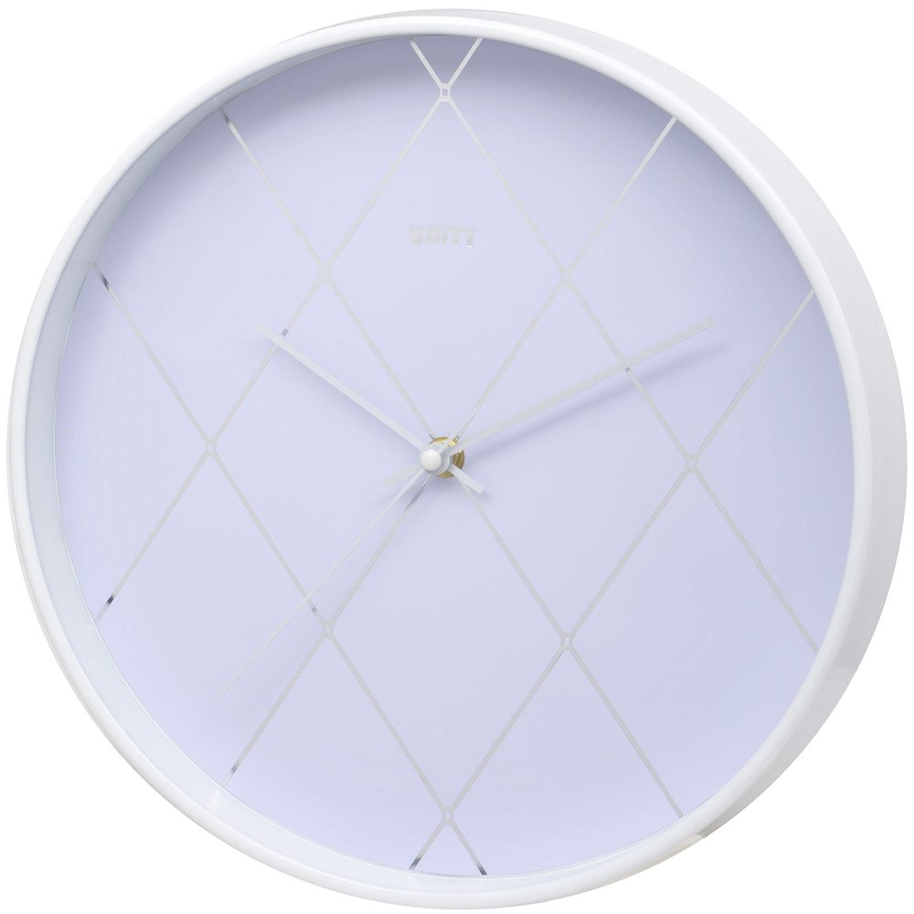 Unity Wall Clock, Diamond Effect, White, Silent Sweep, 30cm / 12-Inch
