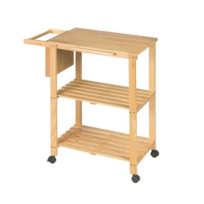 Thaweesuk Shop Wooden Kitchen Trolley Cart Utility Serving Island Dish Shelf Workstation w/Knife Rack Pine Wood Frame 31.5 x 15.7 x 33.2 of Set