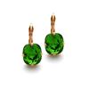 Fern Green Solitaire Cushion Cut Earrings made with Genuine Austrian Crystals, 10mm Fern Green, Kelly Green, Drop Lever Back, Assorted Finishes, Bridesmaids Gift view 1