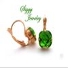 Fern Green Solitaire Cushion Cut Earrings made with Genuine Austrian Crystals, 10mm Fern Green, Kelly Green, Drop Lever Back, Assorted Finishes, Bridesmaids Gift view 2