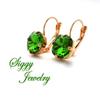 Fern Green Solitaire Cushion Cut Earrings made with Genuine Austrian Crystals, 10mm Fern Green, Kelly Green, Drop Lever Back, Assorted Finishes, Bridesmaids Gift view 4
