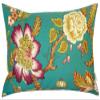 TangDepot Cotton Floral Cushion Cover 12"x18" Urple Flower-Teal Green view 1