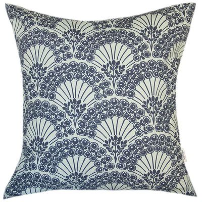 TangDepot Cotton Floral Cushion Cover 14"x14" Hand Fan-Blue Floral