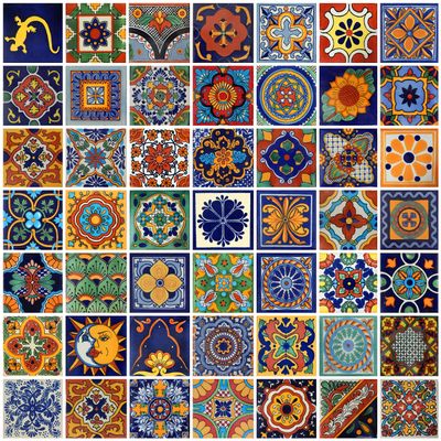 100 Mexican Tiles 4x4 Handpainted Hundred Pieces 50 Different Designs