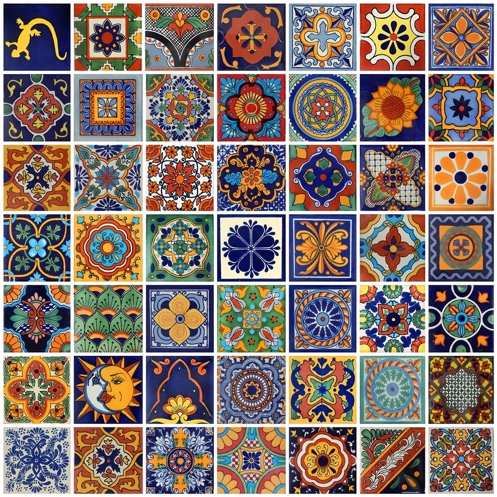 100 Mexican Tiles 4x4 Handpainted Hundred Pieces 50 Different Designs