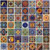 100 Mexican Tiles 4x4 Handpainted Hundred Pieces 50 Different Designs view 1