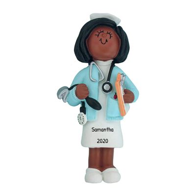 3D African American Nurse Ornaments for Christmas Tree 2025 | Blue Uniform Medical Ornaments RN Christmas Ornament 2025 - Healthcare Xmas Scrubs Ornament Nursing Stethoscope CNA Nurse Graduation Gift