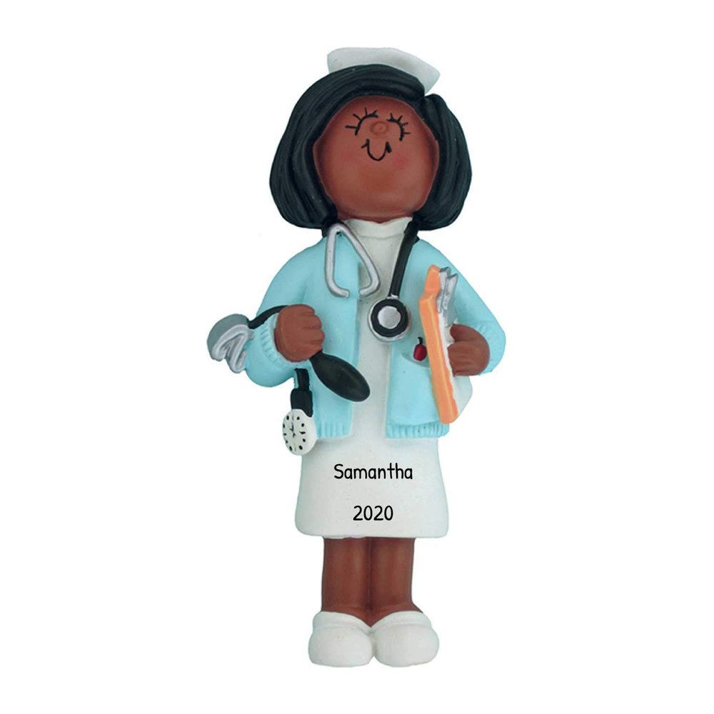 3D African American Nurse Ornaments for Christmas Tree 2025 | Blue Uniform Medical Ornaments RN Christmas Ornament 2025 - Healthcare Xmas Scrubs Ornament Nursing Stethoscope CNA Nurse Graduation Gift