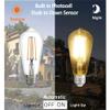 Dusk to Dawn LED Lights Bulb,Photocell Sensor Bulb, Auto Turn On/Off, ST58 ST19 60W Edison Replacement, E26 8W 800lm,Warm White 2700K for outdoor wall light fixture Garden Garage Porch Pack of 2 view 2