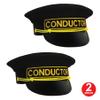 Beistle Conductor Hats 2 Pack Black Train Conductor Costume Caps with Gold Embroidered Detail Vinyl Brim Railway Uniform Accessory for Cosplay Theater, Adult One Size view 4