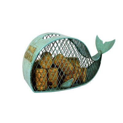 Beachcombers 7.6 Metal Aqua Mesh Whale Cork Holder Teal