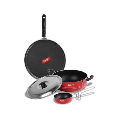 Sumeet 2.6mm Thick Non-Stick Harkin Combo set (Dosa Tawa  26.5cm Dia + Kadhai With Lid  1.5Ltr capacity- 20cm Dia + Tadka Pan  10cm Dia)