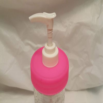 24 Pink Plastic Lid & Pump Mason Jar Soap/Lotion/Condiment/Oil/Coffee Flavor Dispenser - Burgundy, Blue, Teal, Yellow, Purple or Pink. No Rusting Metal!
