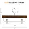 Amber Home 24 Pack Retro Wooden Pants Hangers with Clips, Walnut Wood Bottom Jeans Skirt Hanger, Clip Hanger for Trousers, Slacks, Shorts (Vintage, 24) view 2