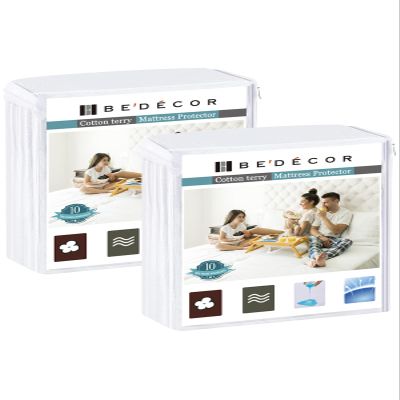 Bedecor 2 Packs Twin Mattress Protector Waterproof Protection Soft Cotton Terry Top Cover,for Babies Pregnant Women Incontinent Persons Deep Pocket to 18"