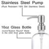 2 Pack Thick Clear Glass Pint Jar Soap Dispenser with Silver Stainless Steel Pump, 16ounce Clear Boston Round Bottles Dispenser with Rustproof Pump for Essential Oil, Lotion Soap view 3