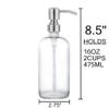 2 Pack Thick Clear Glass Pint Jar Soap Dispenser with Silver Stainless Steel Pump, 16ounce Clear Boston Round Bottles Dispenser with Rustproof Pump for Essential Oil, Lotion Soap view 4
