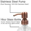 2 Pack Thick Clear Glass Pint Jar Soap Dispenser with Copper Stainless Steel Pump, 16ounce Clear Boston Round Bottles Dispenser with Rustproof Pump for Essential Oil, Lotions Soap view 3