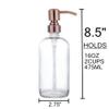 2 Pack Thick Clear Glass Pint Jar Soap Dispenser with Copper Stainless Steel Pump, 16ounce Clear Boston Round Bottles Dispenser with Rustproof Pump for Essential Oil, Lotions Soap view 4
